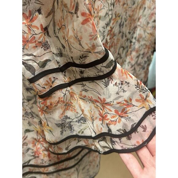 Sachin & Babi Silk Mini Dress Floral Multicolored NWOT Size 2 Long Sleeve - Picture 2 of 14